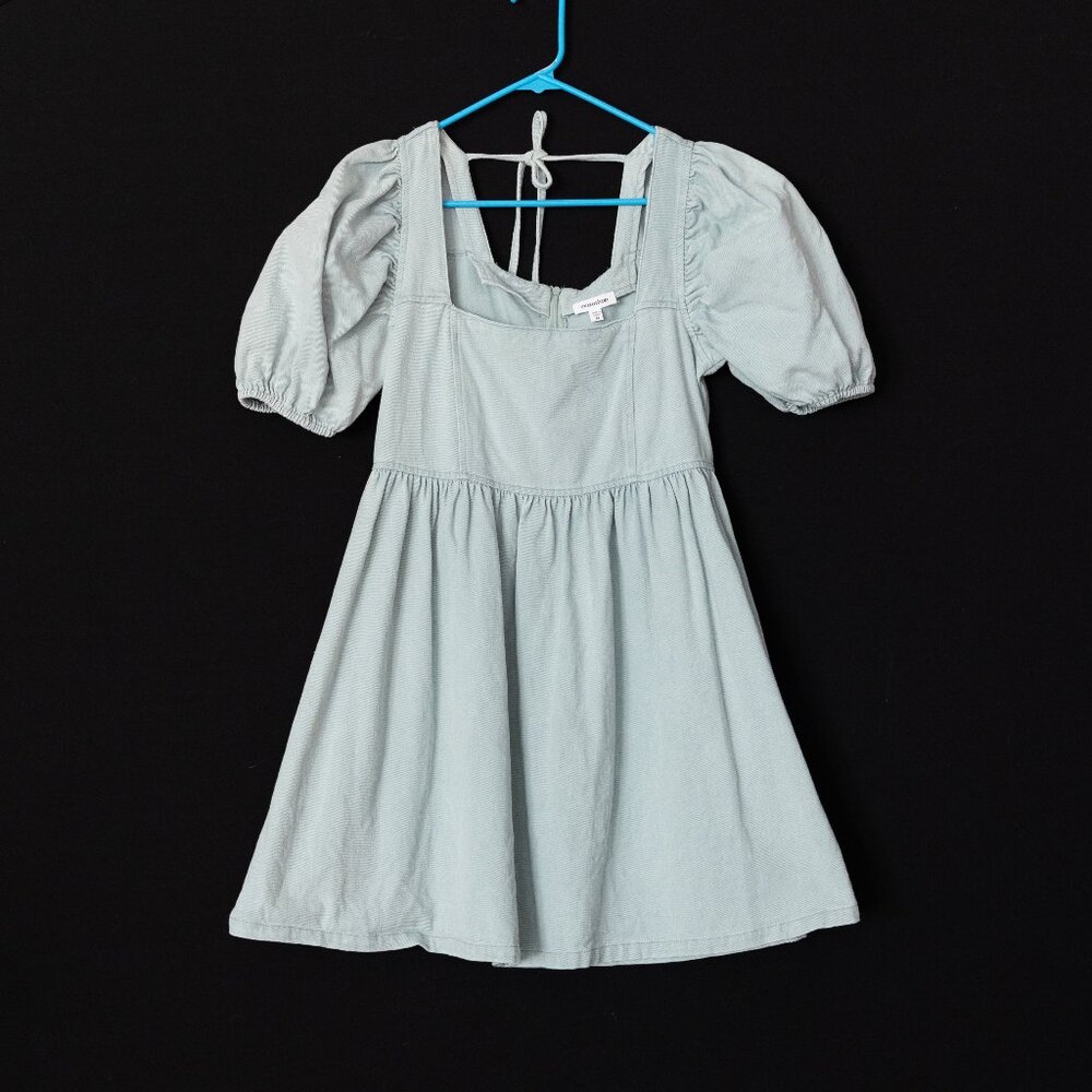 Mittoshop Baby Blue Denim Puff Sleeved Dress - Medium